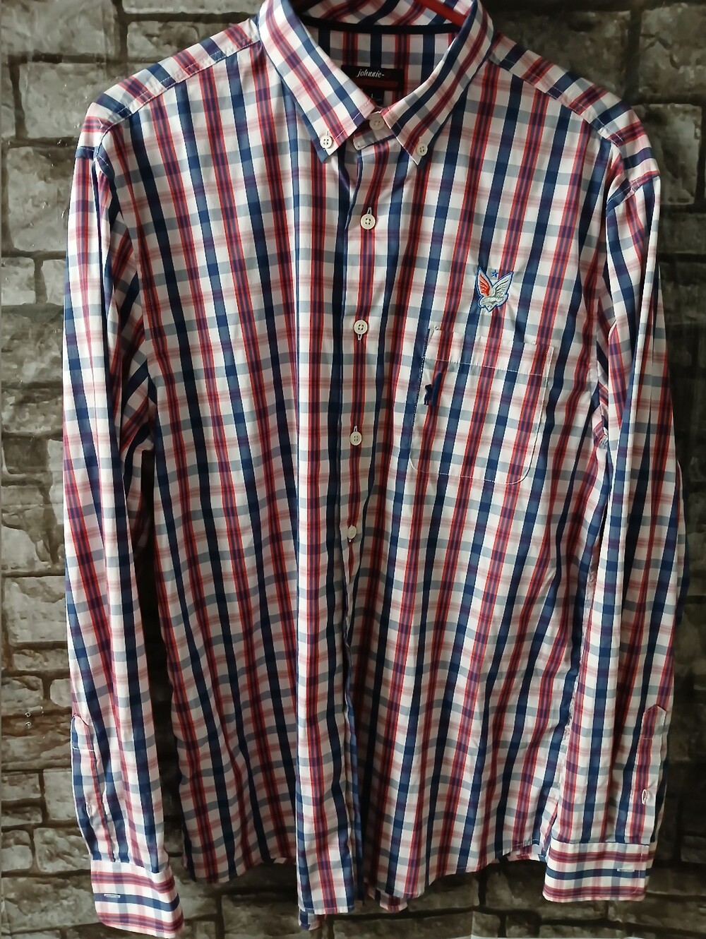 johnnie-O Red, Blue & White Plaid Button-Down Shirt